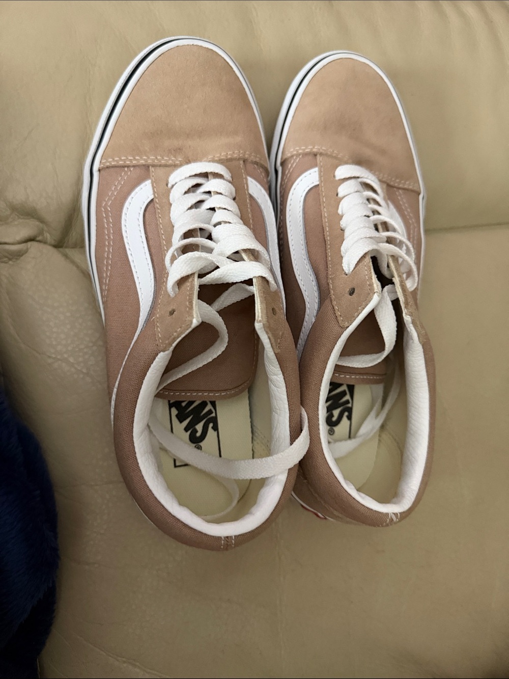 Vans Men’s 7 or Women’s 8.5 Old Skool Sneakers in Tan and White